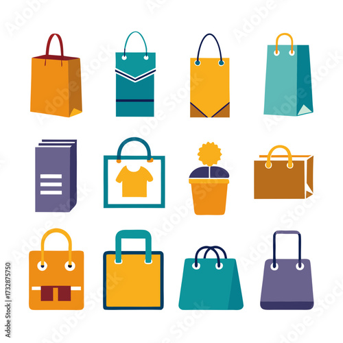 Colorful collection of vector shopping bags in flat design