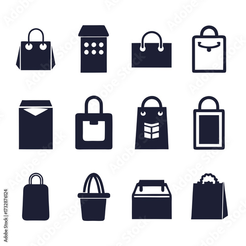 Collection of shopping bag icons against white background design