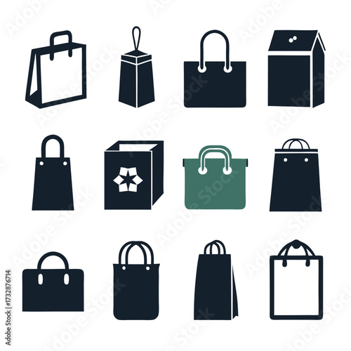 Variety of shopping bags and gift box illustrations