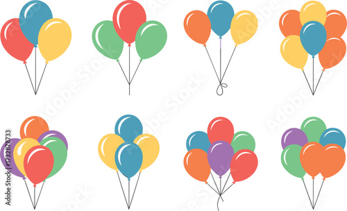 Balloons & Confetti Pack vector on white background