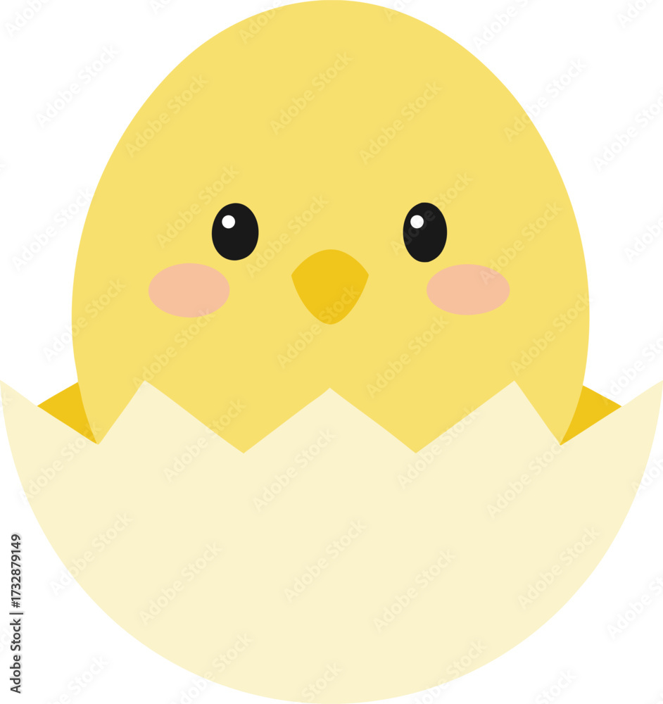 Obraz premium Baby chick peeking out from cracked pastel egg shell