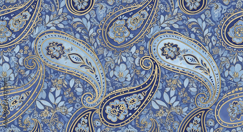 seamless pattern with blue flowers
