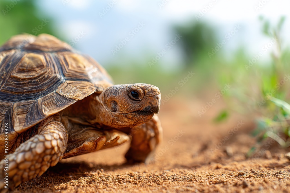 Fototapeta premium Tortoise Walking on Sandy Terrain