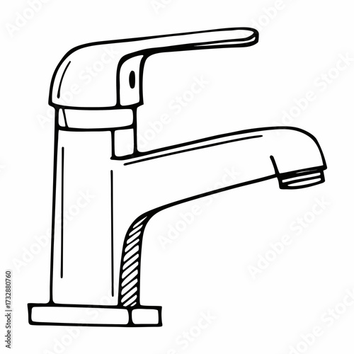 Outline drawing of a modern basin faucet in simple design  