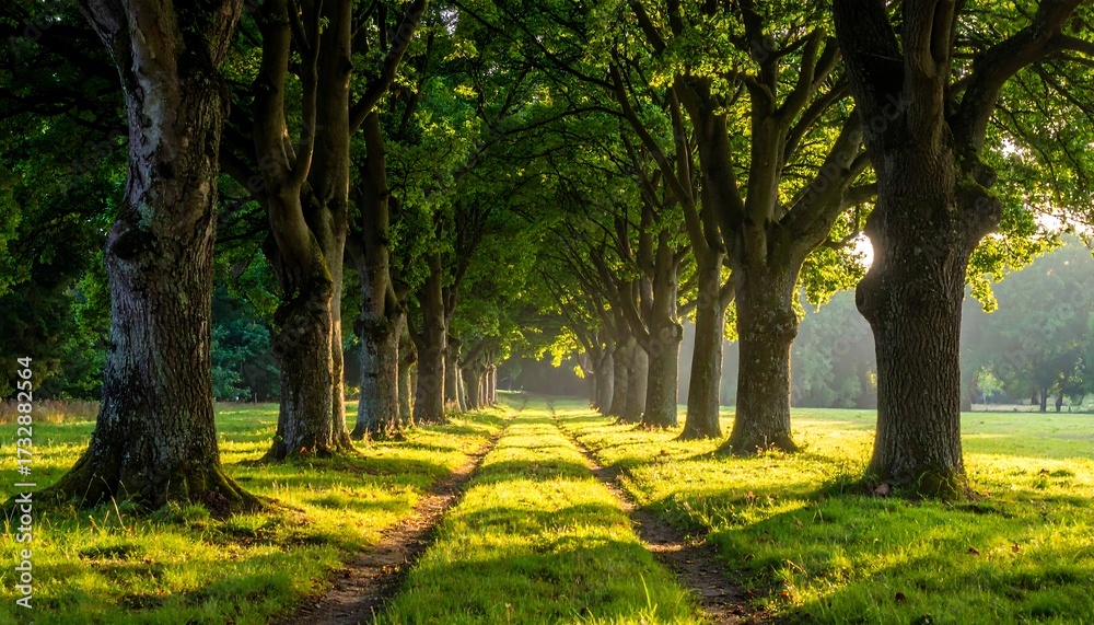 Fototapeta premium Sunlight path through trees
