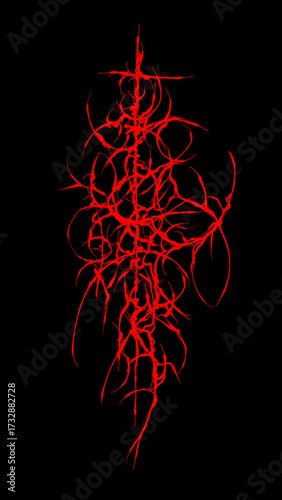 Abstract red sigil vector design, gothic and occult inspired symbol for tattoo, dark fashion, and underground music art.