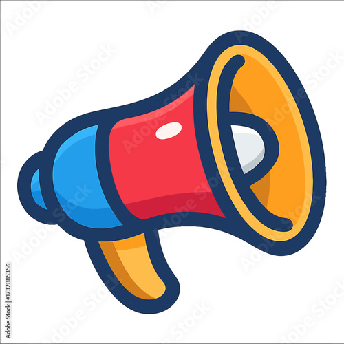 Vibrant Megaphone Icon Illustration: A Powerful Symbol of Communication, Marketing, Announcements, Digital Alerts, and Public Address. Perfect for Websites, Apps, Presentations, and Social Media Campa