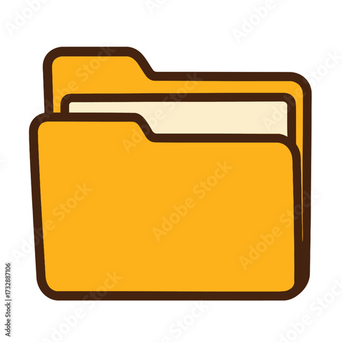 Vibrant yellow digital file folder icon, showcasing organized document storage and efficient data management. A classic graphic representation for computer directories, archives, and essential office