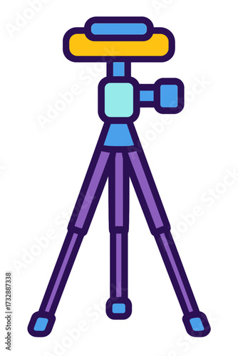 Vibrant and Modern Stylized Camera Tripod for Professional and Amateur Photographers and Videographers: An Essential Tool for Stable Shots, Long Exposures, and High-Quality Video Recording, Perfect fo