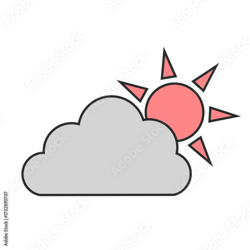 晴れのち曇り、雨雲、天気のイラスト（カラー）