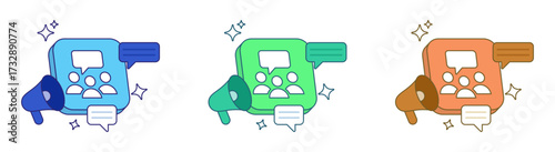Communities background banner template with megaphone or loudspeaker flat icon. Communication and interaction elements , message chat and speech bubble icon. Vector illustration