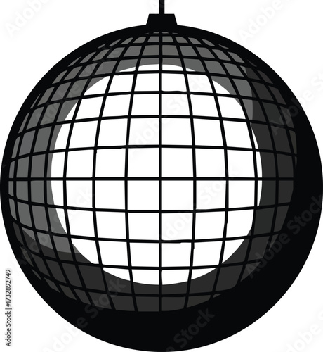 Disco ball vector illustration with reflective mirrored surface for dance party decoration and entertainment events