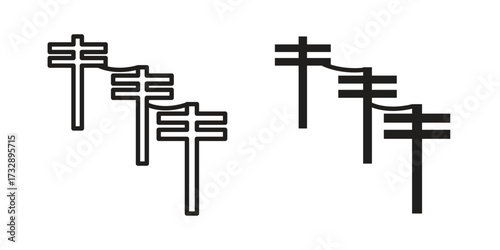 Utility pole icon for web designs. outline and clipart icons set
