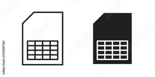 Sim card icon for web designs. outline and clipart icons set
