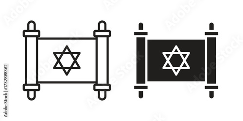 Scroll Torah icon for web designs. outline and clipart icons set