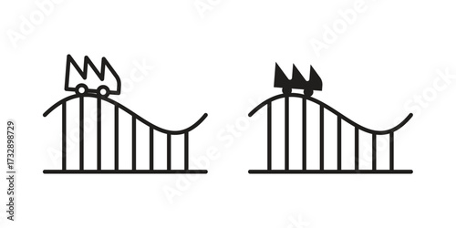 Roller coaster icon for web designs. outline and clipart icons set
