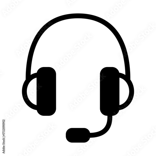 Customer service headphone icon in Mixed Outline and Glyph Style, representing telemarketing, calls, and technical support.