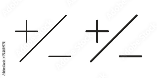 Plus minus icon for web designs. outline and clipart icons set