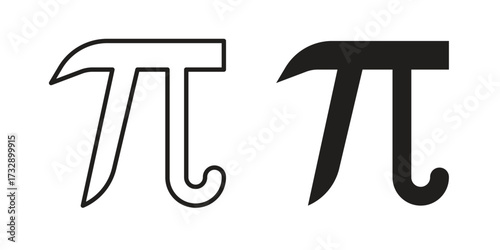 Pi icon for web designs. outline and clipart icons set