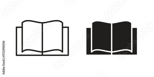 open book icon for web designs. outline and clipart icons set