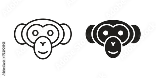 Monkey icon for web designs. outline and clipart icons set