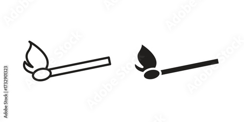 Match fire icon for web designs. outline and clipart icons set