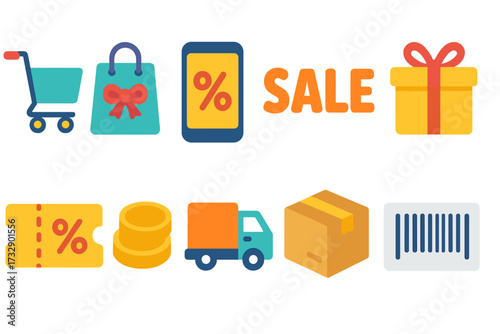 E-commerce, shopping 3d icon set. online retail, discount 3d icons collection