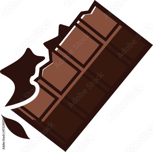 Bitten chocolate bar isolated on white background