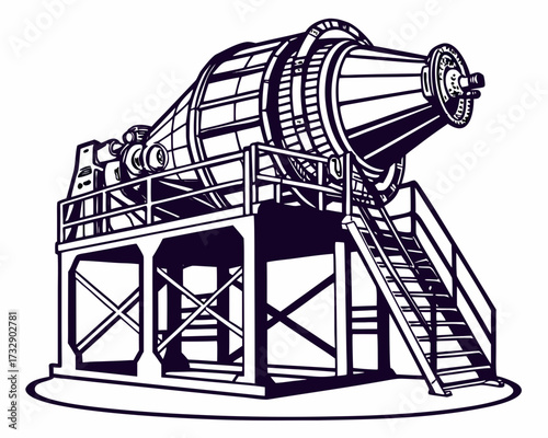 Jet Engine Test Rig Vector Illustration | Aerospace Propulsion Testing Equipment Icon