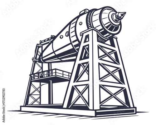 Jet Engine Test Rig Vector Illustration | Aerospace Propulsion Testing Equipment Icon