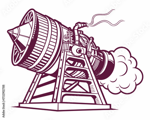 Jet Engine Test Rig Vector Illustration | Aerospace Propulsion Testing Equipment Icon