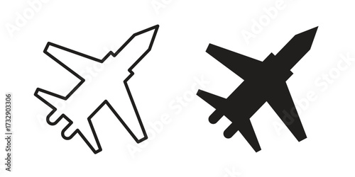 Fighter jet icon for web designs. outline and clipart icons set