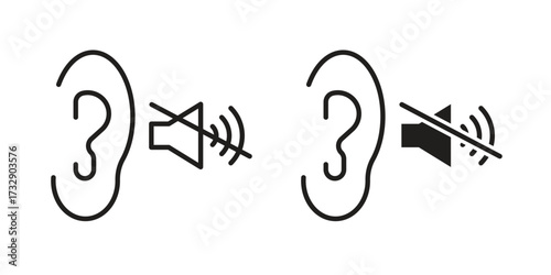 Ear deaf icon for web designs. outline and clipart icons set