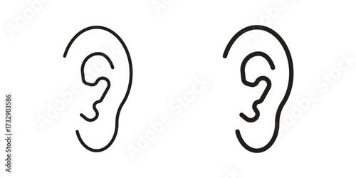 Ear icon for web designs. outline and clipart icons set