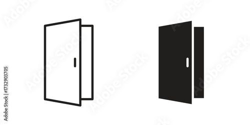 Door open icon for web designs. outline and clipart icons set
