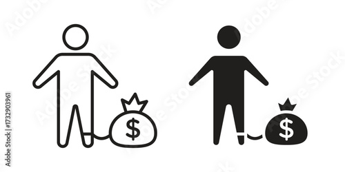 Debt icon for web designs. outline and clipart icons set
