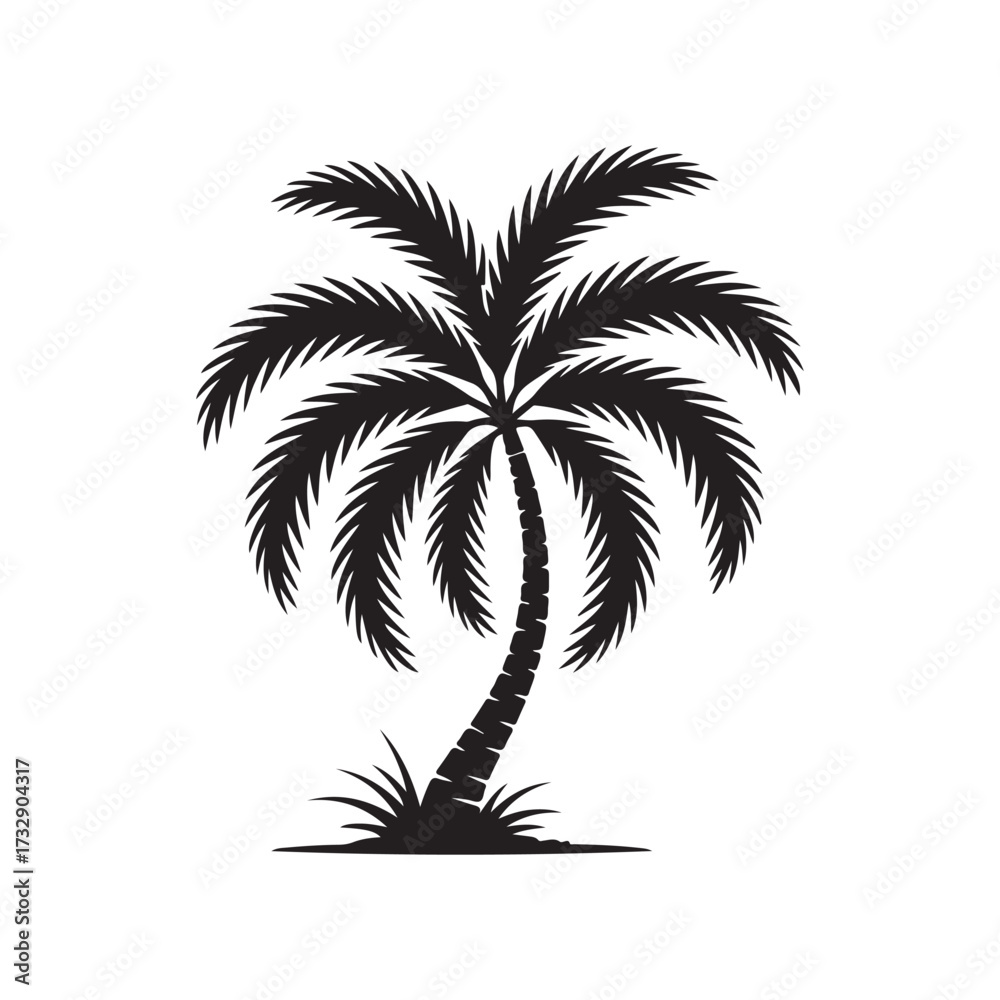 Obraz premium Black palm tree vector isolated on white background
