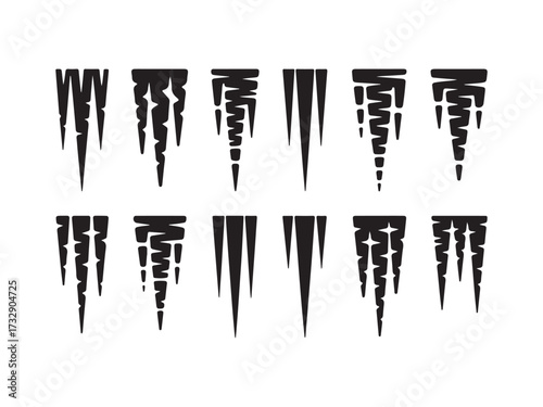Collection of icicle silhouettes vector isolated on white background