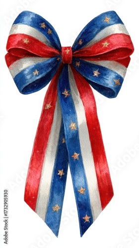 Colorful patriotic bow with stars and stripes designed for festive decorations and celebrations