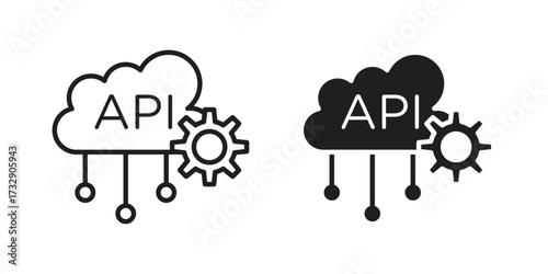 API icon for web designs. outline and clipart icons set
