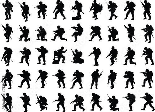 Army Personnel Silhouette Set for Tactical and Patriotic Graphics