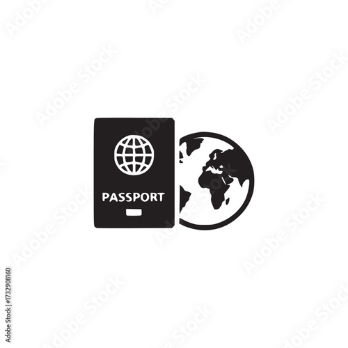 Vector art of passport and globe icon symbol of international travel, tourism, and vacation simple vector illustration of a passport with a globe for websites and applications