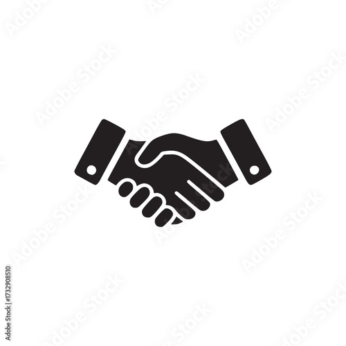 Illustration of a black handshake, symbolizing agreement, partnership, cooperation, and trust, representing business deals, collaboration, and the importance of mutual understanding and respect