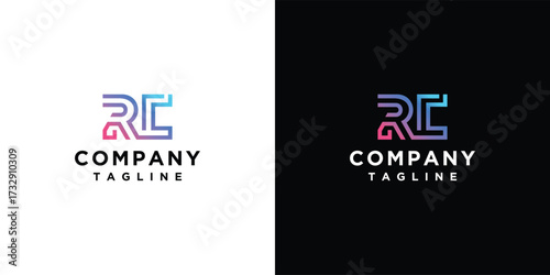 monogram letter RC logo is made with lines, a design for a luxurious, elegant and simple business.	
