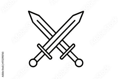 Crossed swords in a bold black and white design showcasing a symbol of conflict and bravery