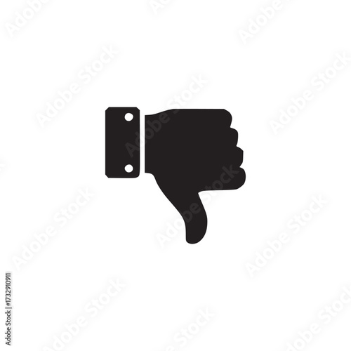 Vector art of black dislike icon symbol of disagreement, disapproval, or negative feedback simple graphic representation for user interface, social media, and online platforms