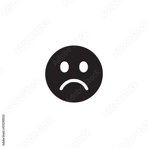 Vector art of sad face icon symbol of sadness, disappointment, or unhappiness simple glyph vector illustration for social media, user interface, or graphic design projects