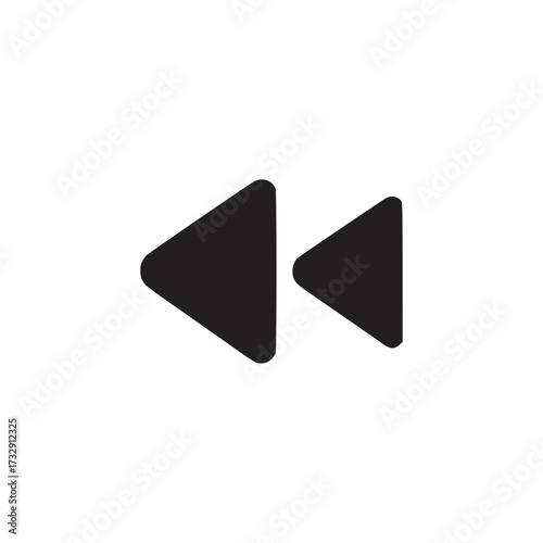 Illustration of a black rewind icon the icon is simple and modern, perfect for use in projects related to media playback or control vector graphic