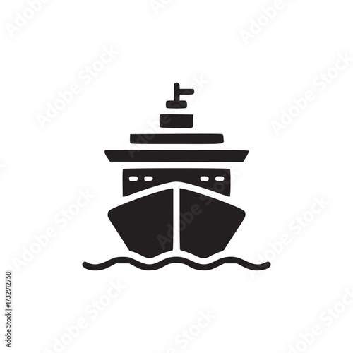 Vector art of a ship icon, symbolizing maritime transport, travel, and adventure, perfect for projects related to cruises, shipping, and naval themes, offering a sleek and modern visual representation