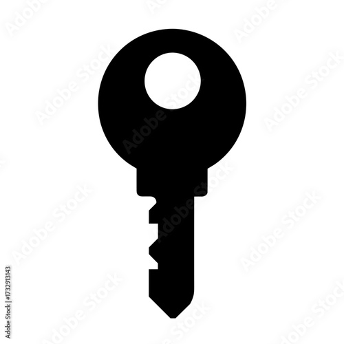 Flat black glyph icon of a key - Used in login interfaces access control and authentication UI